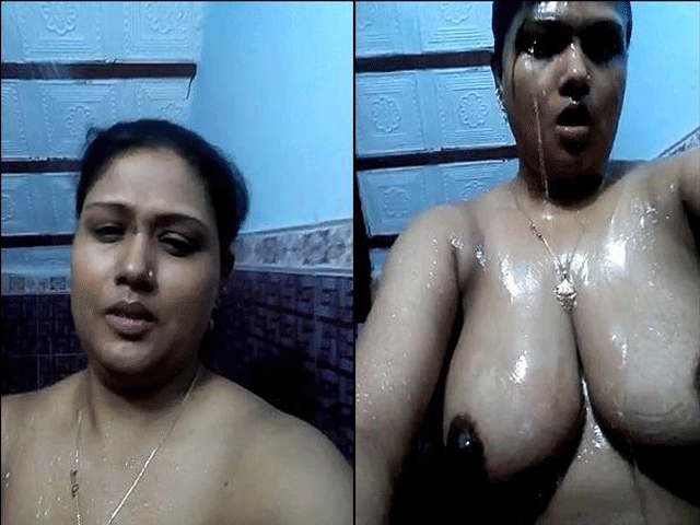 Sexy chubby indian wife bathing selfie video
